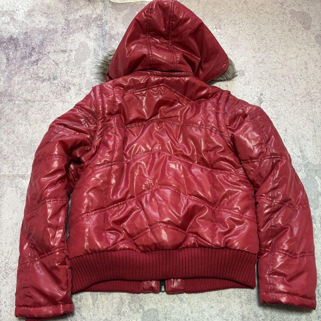 ジャケット・アウター archive grunge fur down jacket red y2k L
