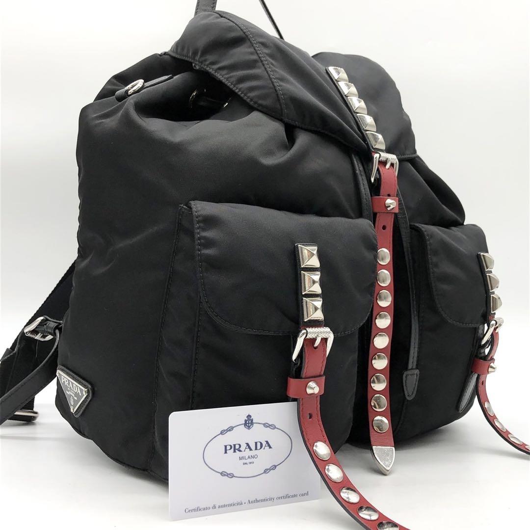 希少✨ PRADA プラダ リュック バックパック スタッズ 三角ロゴ ナイロン