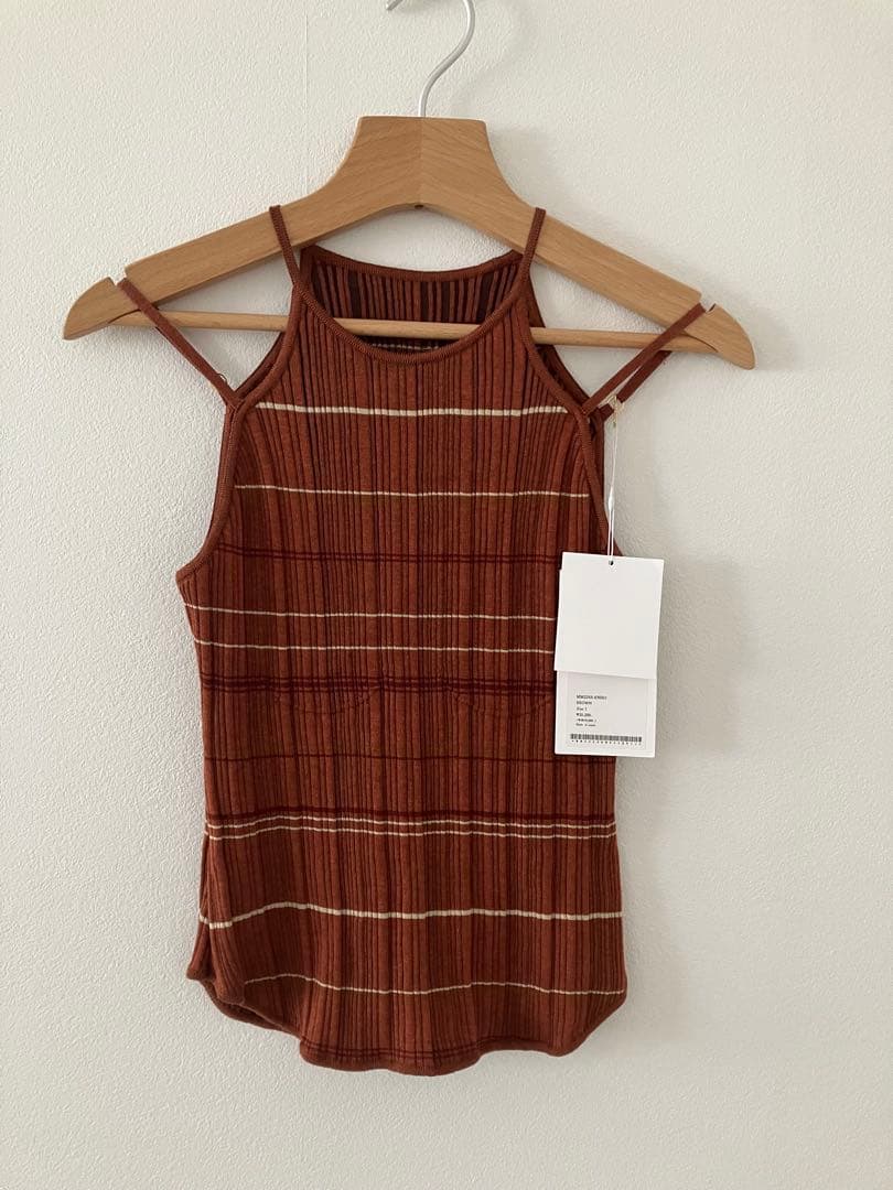 mame Random Ribbed Plaid Knitted Top mame Random Ribbed Plaid Knitted Top