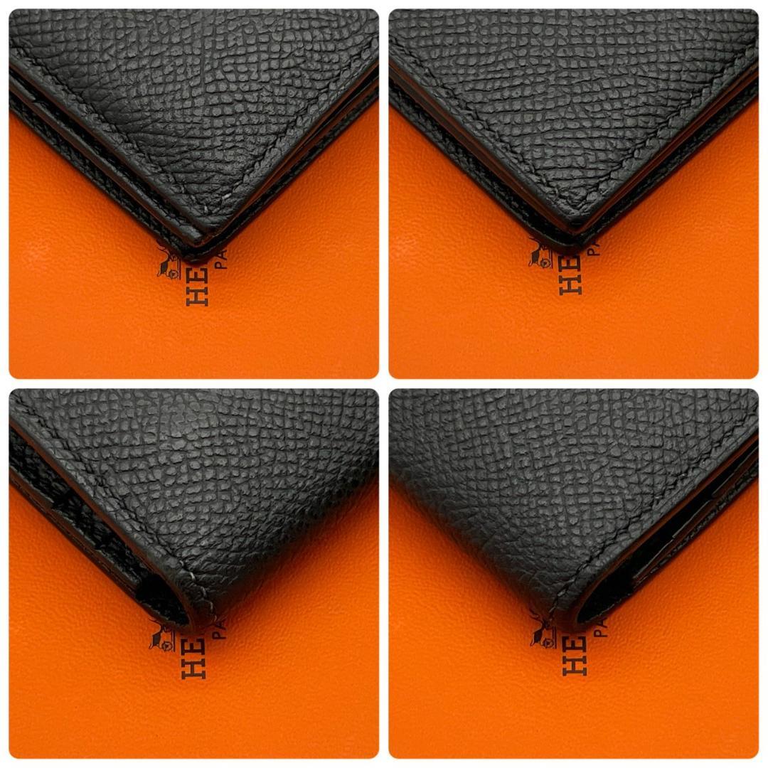 【超極美品】エルメス ヴォーエプソン ブラック ベアンスフレ 二つ折り財布