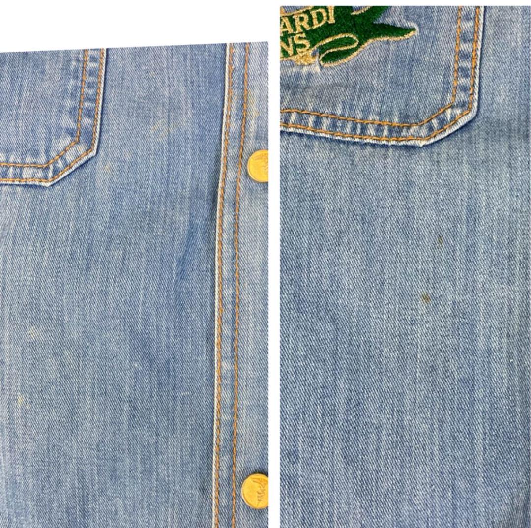 大幅値引き トラサルディジーンズ デニムシャツ ヴィンテージ90Sロゴ刺繍オーバーサイズXL 大幅値引き トラサルディジーンズ デニムシャツ ヴィンテージ90Sロゴ刺繍オーバーサイズXL