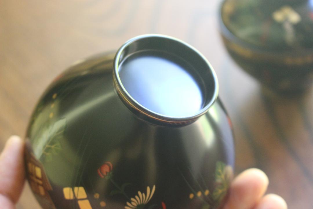 デッドストック！上質黒漆に風情ある秋草蒔絵の映える小ぶり秀衡椀2点（検輪島塗小椀