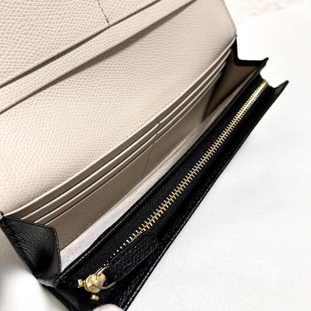 極美品 アニエスベー フラップ bロゴ 長財布 ロングウォレット ブラック 本革