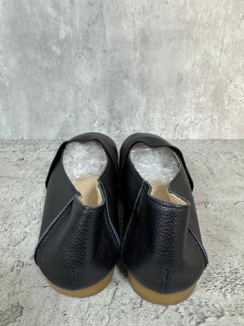 日本製 本革 スリッポン 幅広 4E 靴 レディース フラットシューズ