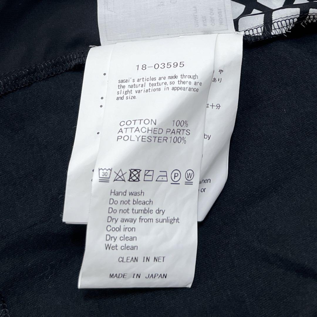 sacai ドッキング ブラウス トップス Tシャツ カットソー 黒 サイズ2