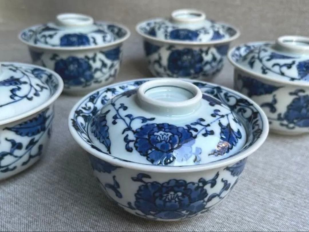 たち吉　花からくさ　煮物碗　小丼　茶碗　5点