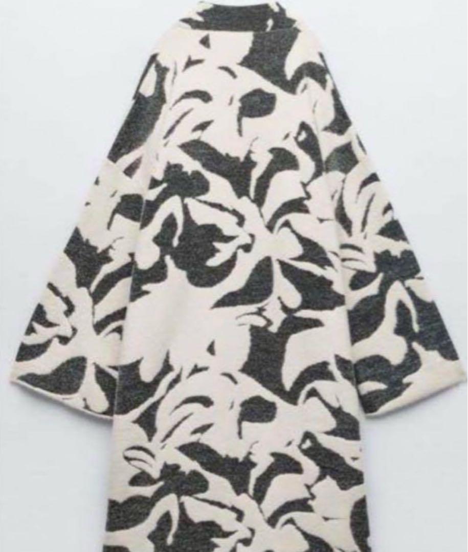 【新品未使用タグ付】 ZARA ザラ ニット ジャカード ジャガード コート