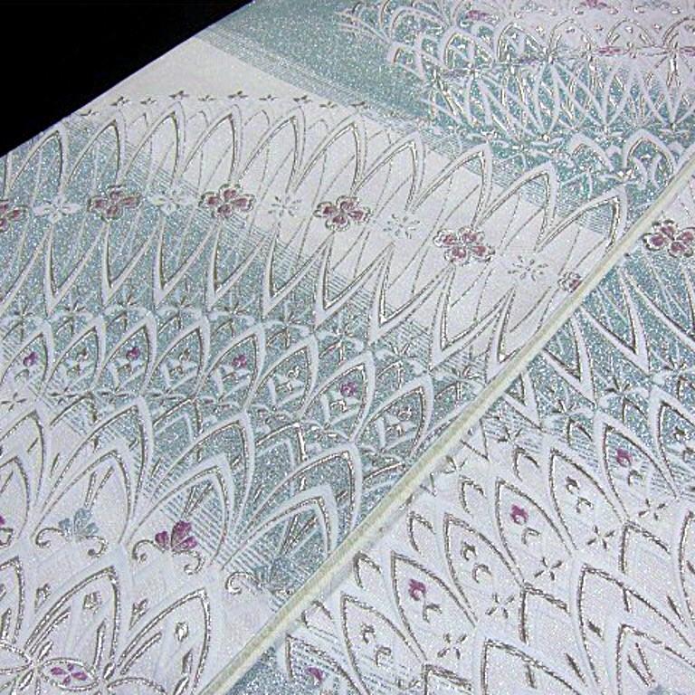 逸品西陣織六通柄高級袋帯 真珠箔 名門・浅山織物【綿芯御仕立付】⑧