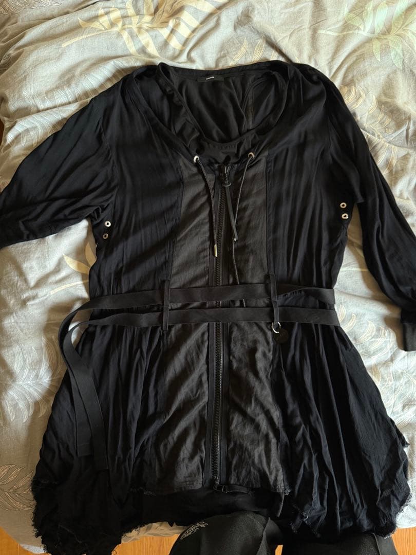 DIESEL ディーゼル 黒長袖トップス カーディガン ジャケット薄手L DIESEL