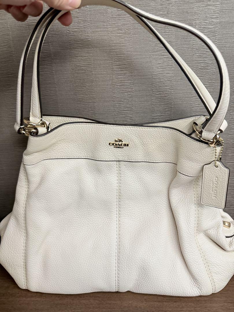 COACH ハンドバッグ レザー チェーン ホワイト コーチ COACH ハンドバッグ ぺブルドレザー CITY BUCKET BAG