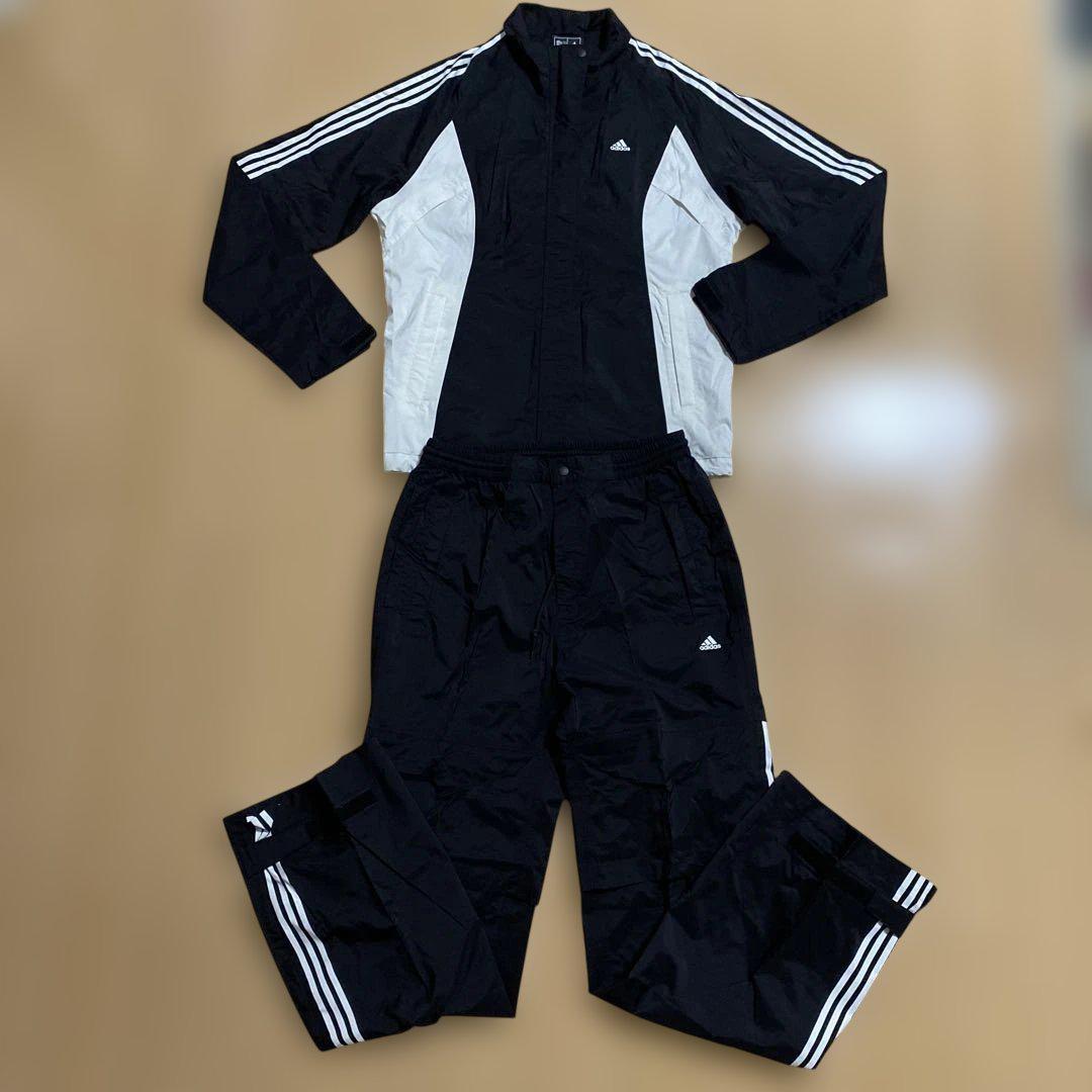 adidas レディースレインウェアセット 黒/白