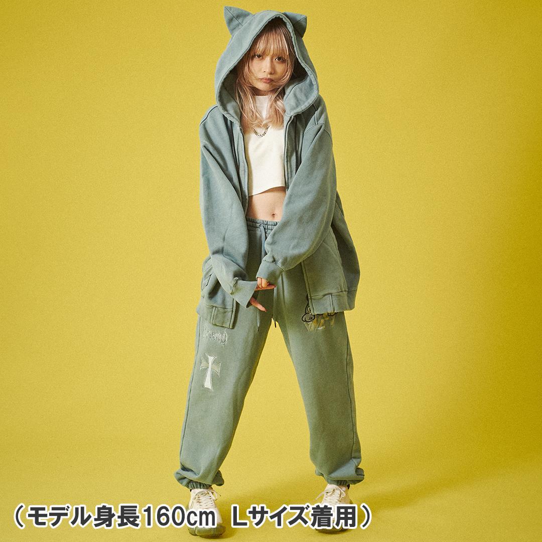 お得新作・XＬガルフィー ピグメント染 裏毛 猫耳パーカー ビッグサイズ 大きい