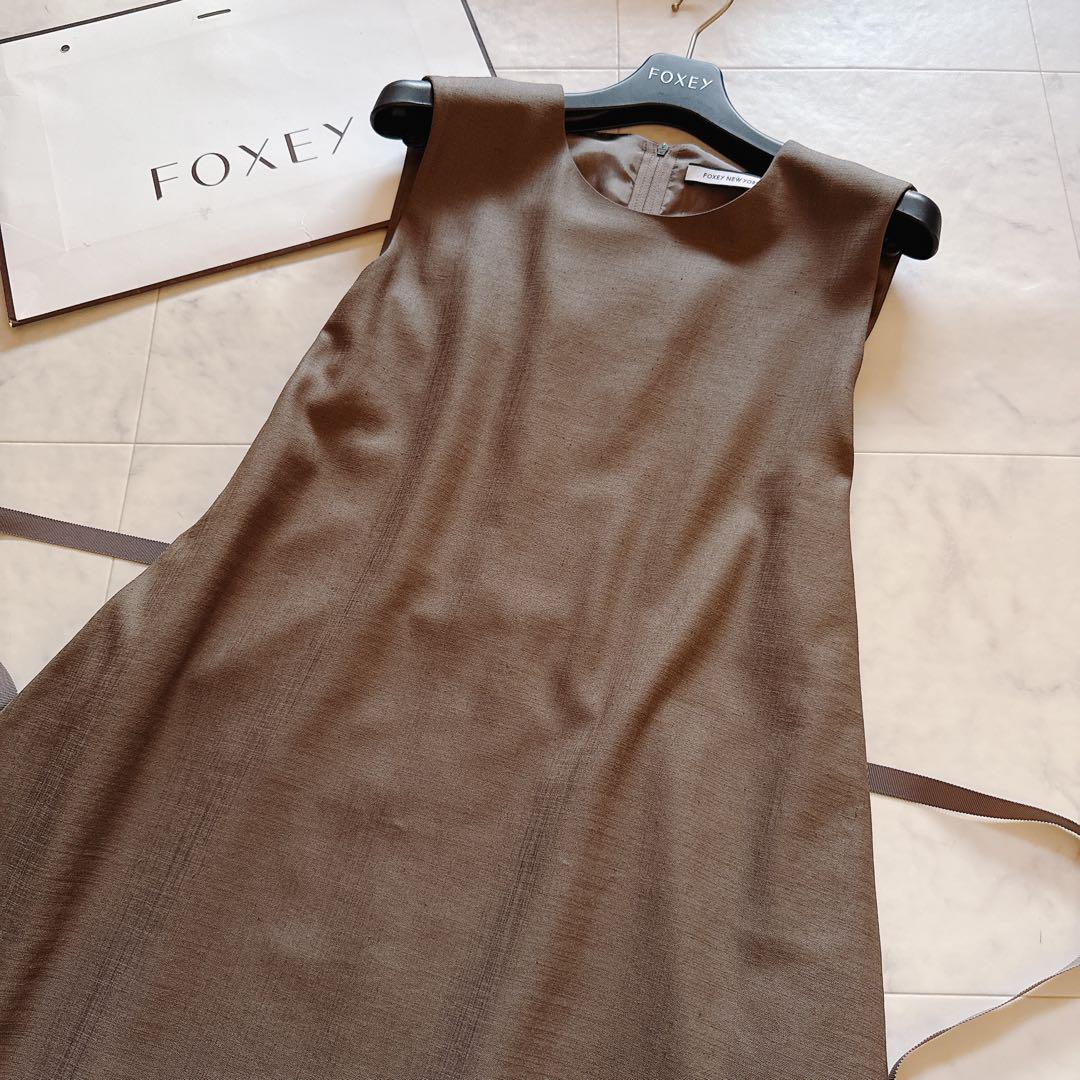 極美品 フォクシー モイストストレッチワンピース リボン 38 極美品✨フォクシー シエナストレッチリネンドレス ワンピース