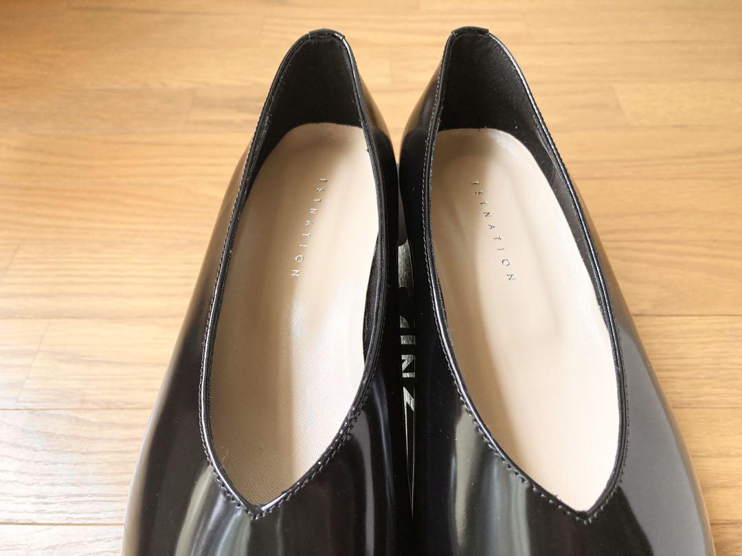 新品 イタリア製 エストネーション 黒 37 レザー パンプス / ペリーコ 靴