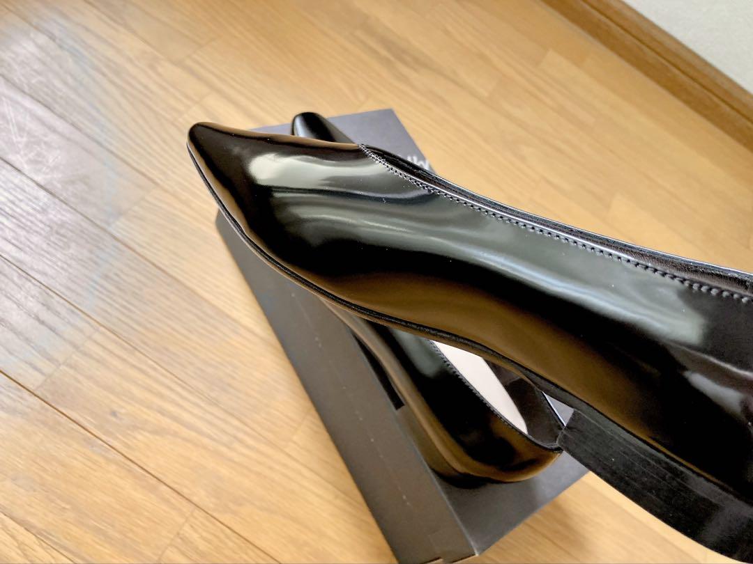 新品 イタリア製 エストネーション 黒 37 レザー パンプス / ペリーコ 靴