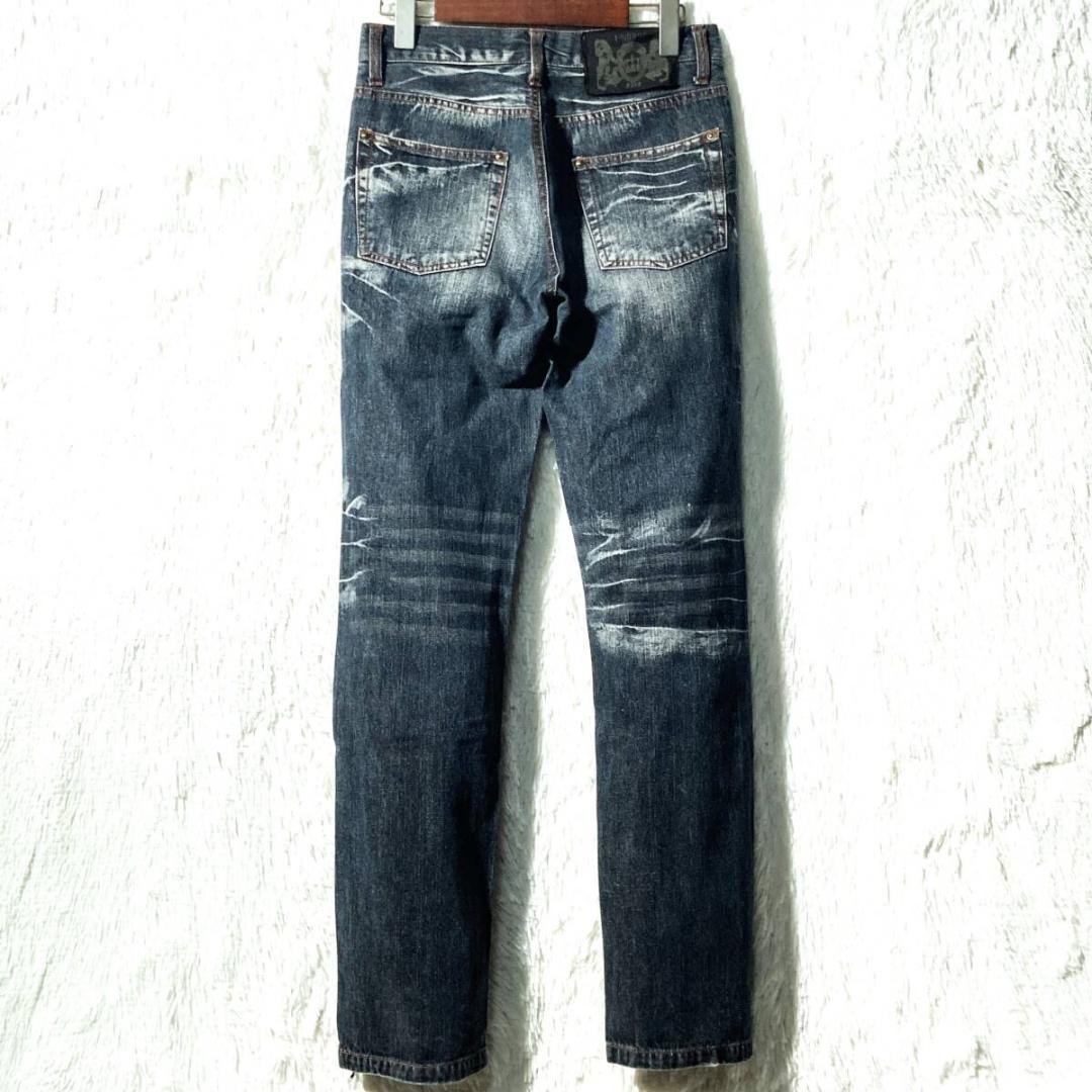 【未使用】00s johnny wolf 鬼ヒゲ デザイン デニムパンツ 平成 00s【Semantic design】Y2Kデニムパンツ/鬼ヒゲ/鬼フェード