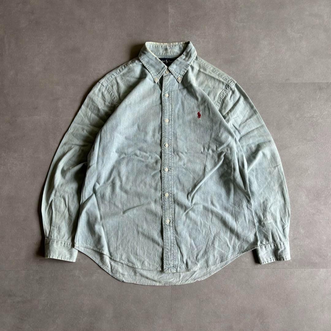 90s 古着 ラルフローレン シャンブレー デニム 長袖 シャツ cityboy