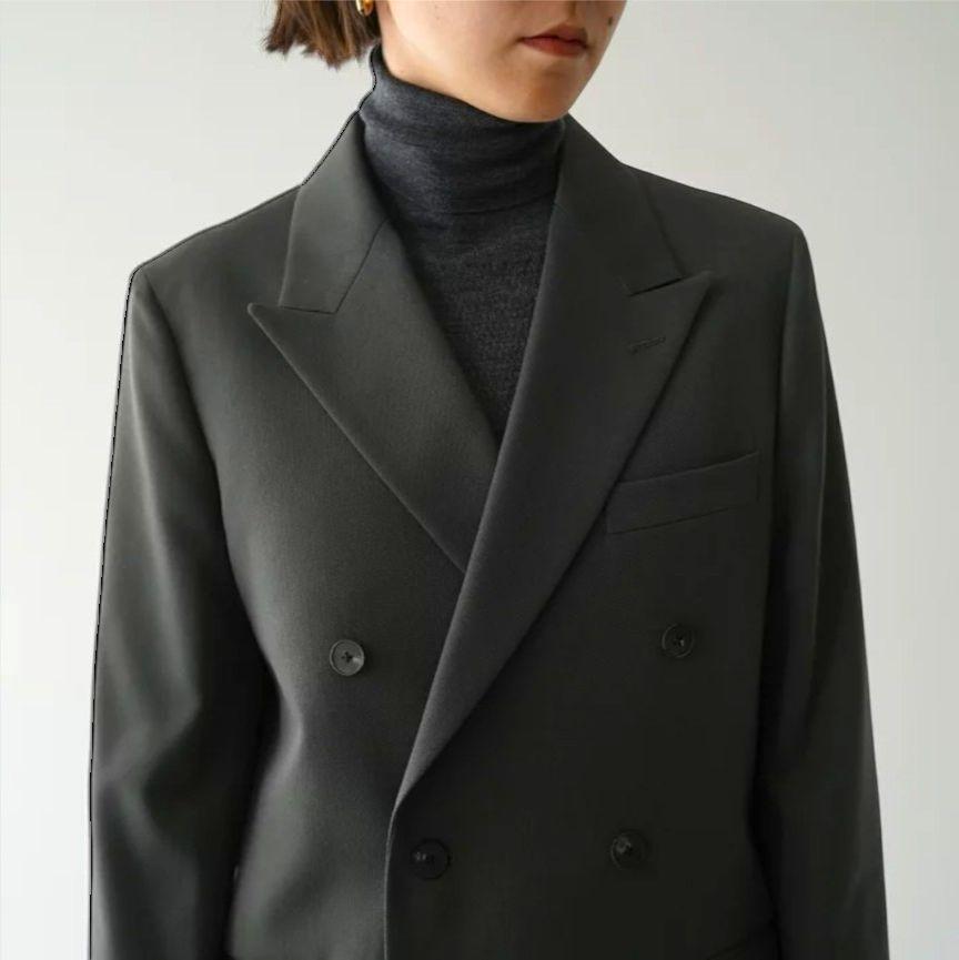新品タグ付き✨ロエフ ギャバ ダブルブレスト ジャケット ダーク