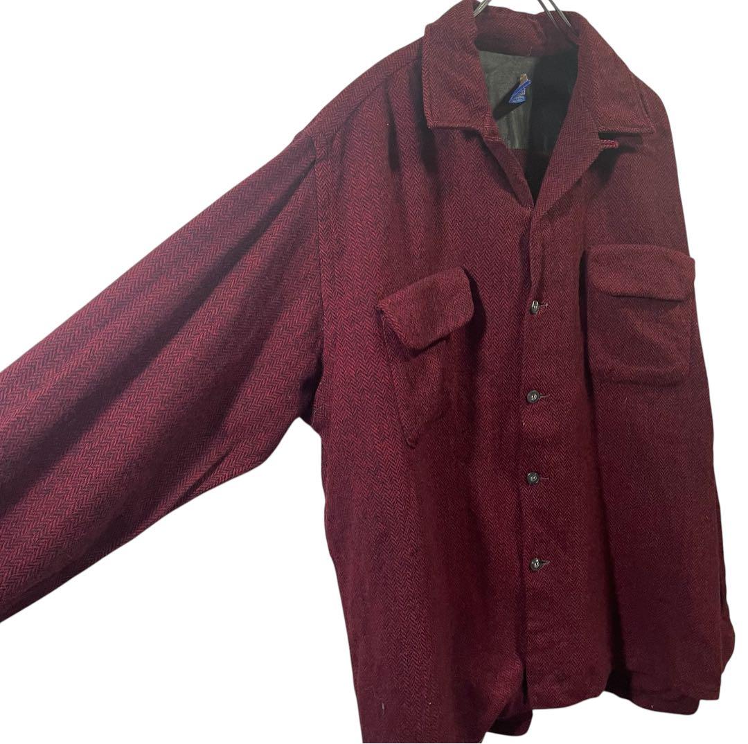 60s pendleton ボードシャツ　ウール　ヘリンボーン　L