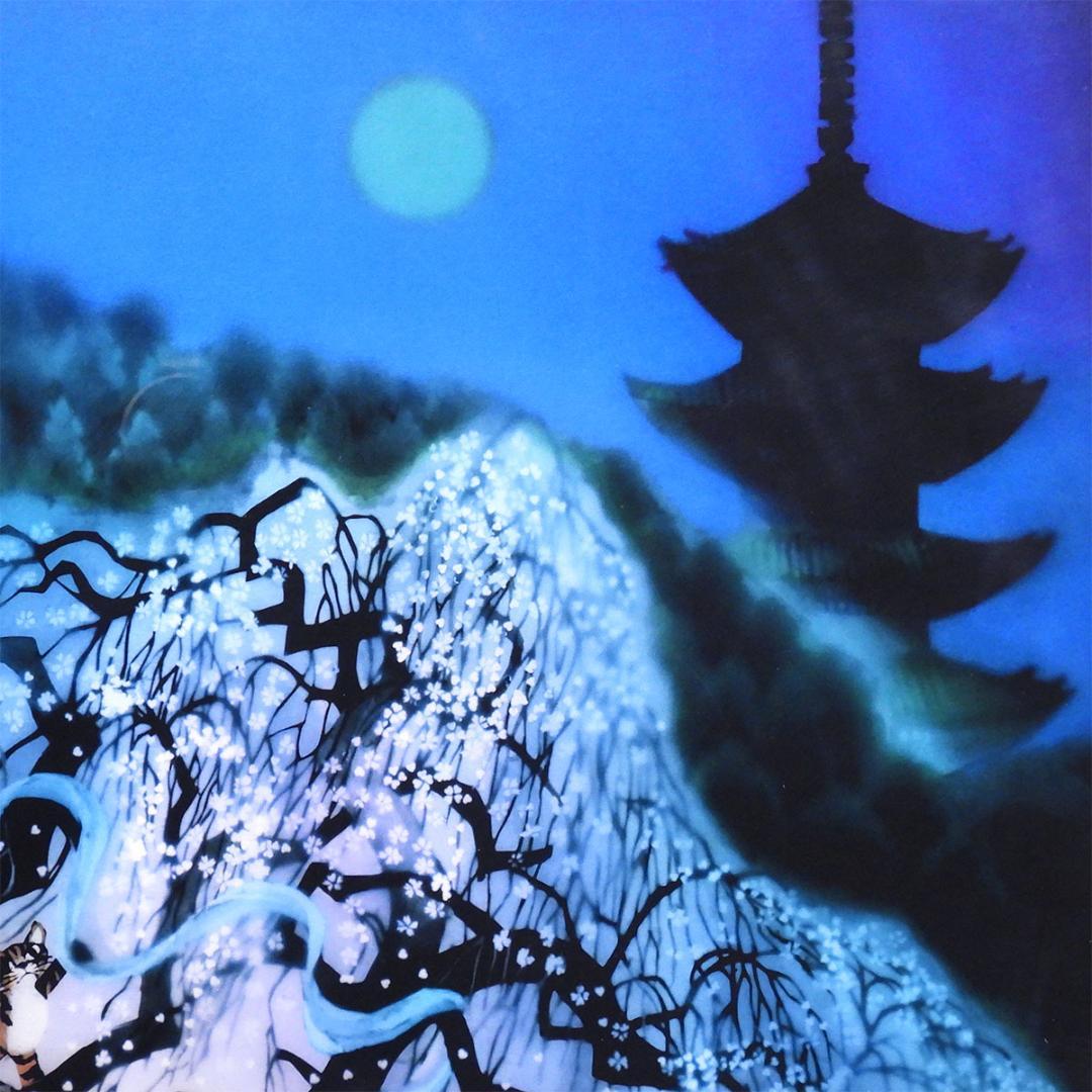 藤城清治 しだれ桜 DX版 風景画 直筆サイン 保証書付 版画 絵画 真作保証 ◾️新春大特価 影絵作家 藤城清治『しだれ桜』限定250部