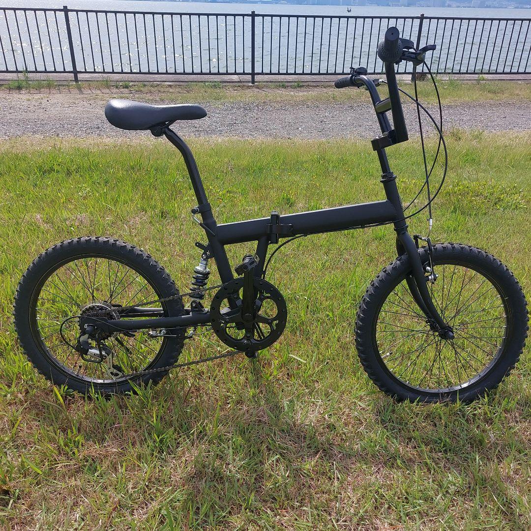 折りたたみ BMX 20インチ ６段変速 自転車 マット ブラック