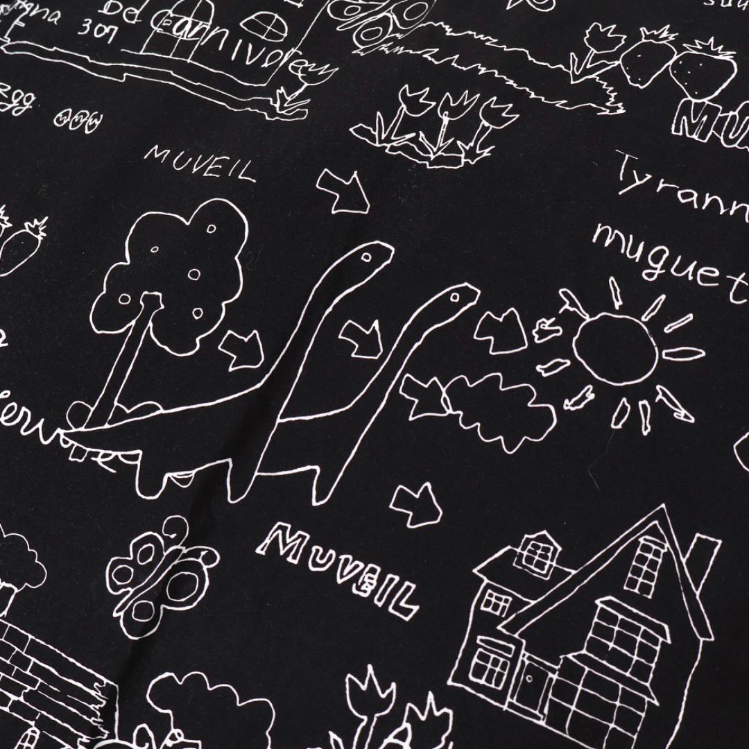 E9407◾️ミュベール　落書きプリント　バックフリルワンピース