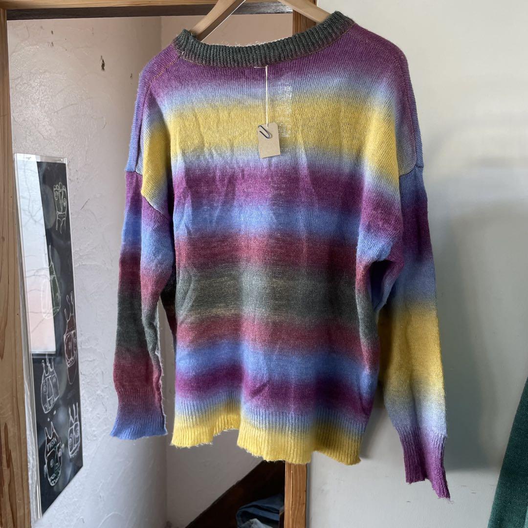 【メーカー再生品】 ボーダー グラデーション 00s 90s モヘア セーター ニット トップス