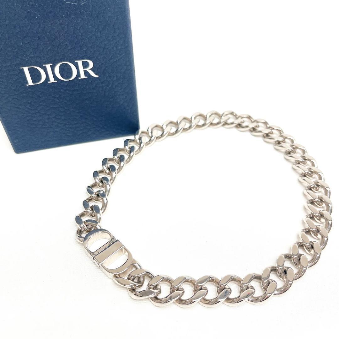 美品　Dior ディオール　ネックレス　CDロゴ　シルバー　チェーン　箱付き 美品】クリスチャンディオール 喜平 CDロゴ チェーンネックレス