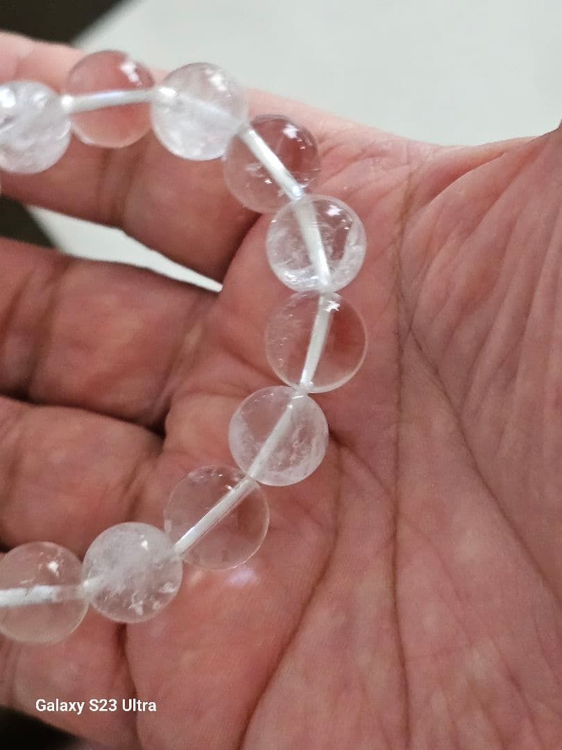 黒平 向山鉱山産水晶12mm16玉ブレスレツト