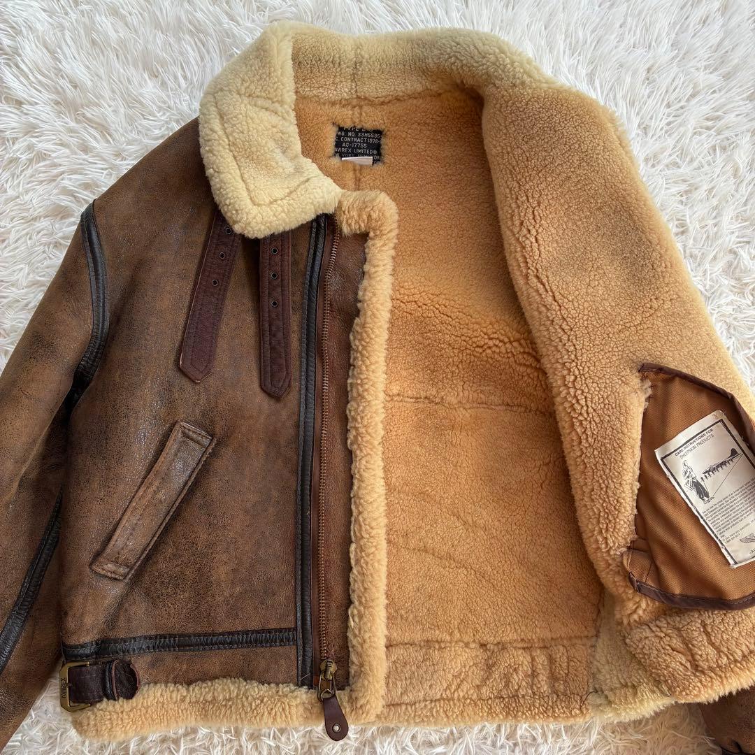 USA製 AVIREX B-3 ムートンジャケット 羊革 フライト ボマー 36 USA製 AVIREX B-3 ムートンジャケット 羊革 フライト ボマー 36