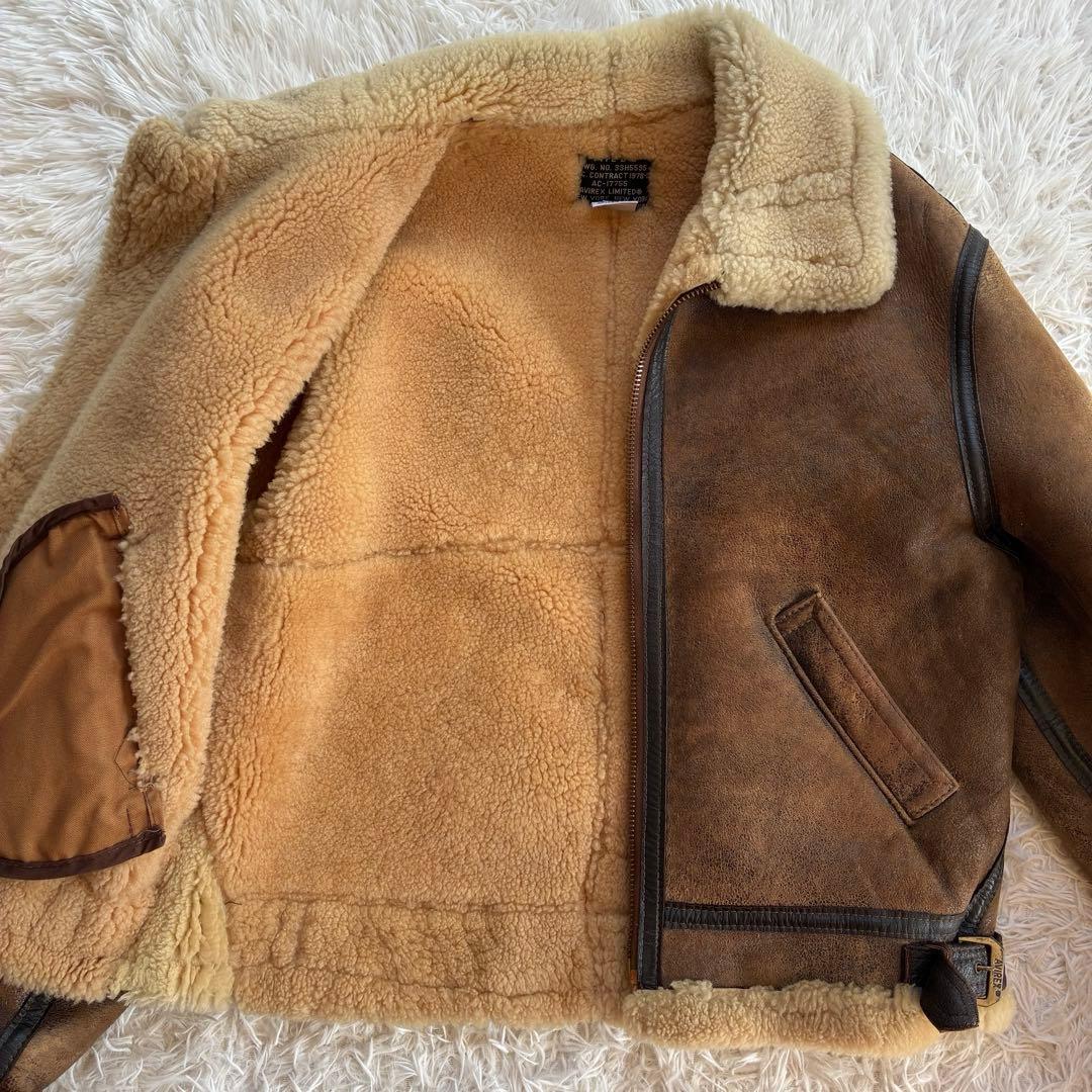 USA製 AVIREX B-3 ムートンジャケット 羊革 フライト ボマー 36 USA製 AVIREX B-3 ムートンジャケット 羊革 フライト ボマー 36