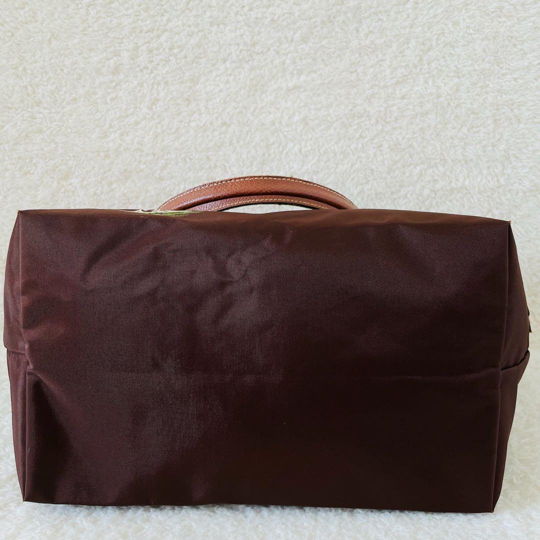 【美品】ロンシャン トートバッグ 肩掛け 茶色 Lサイズ A4可能 大容量 柄物