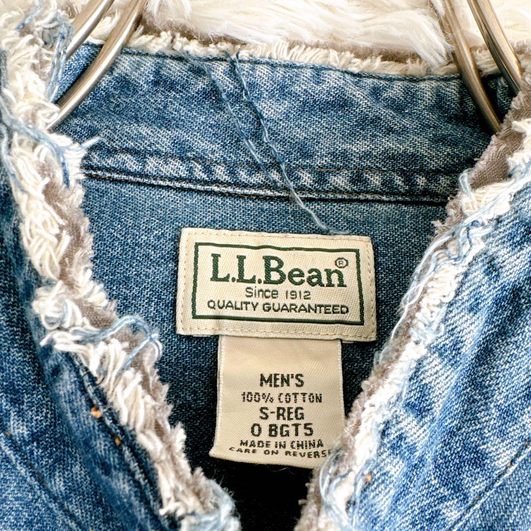 【L.L.Bean/エルエルビーン】 デニムシャツ　インディゴブルー　カットオフ