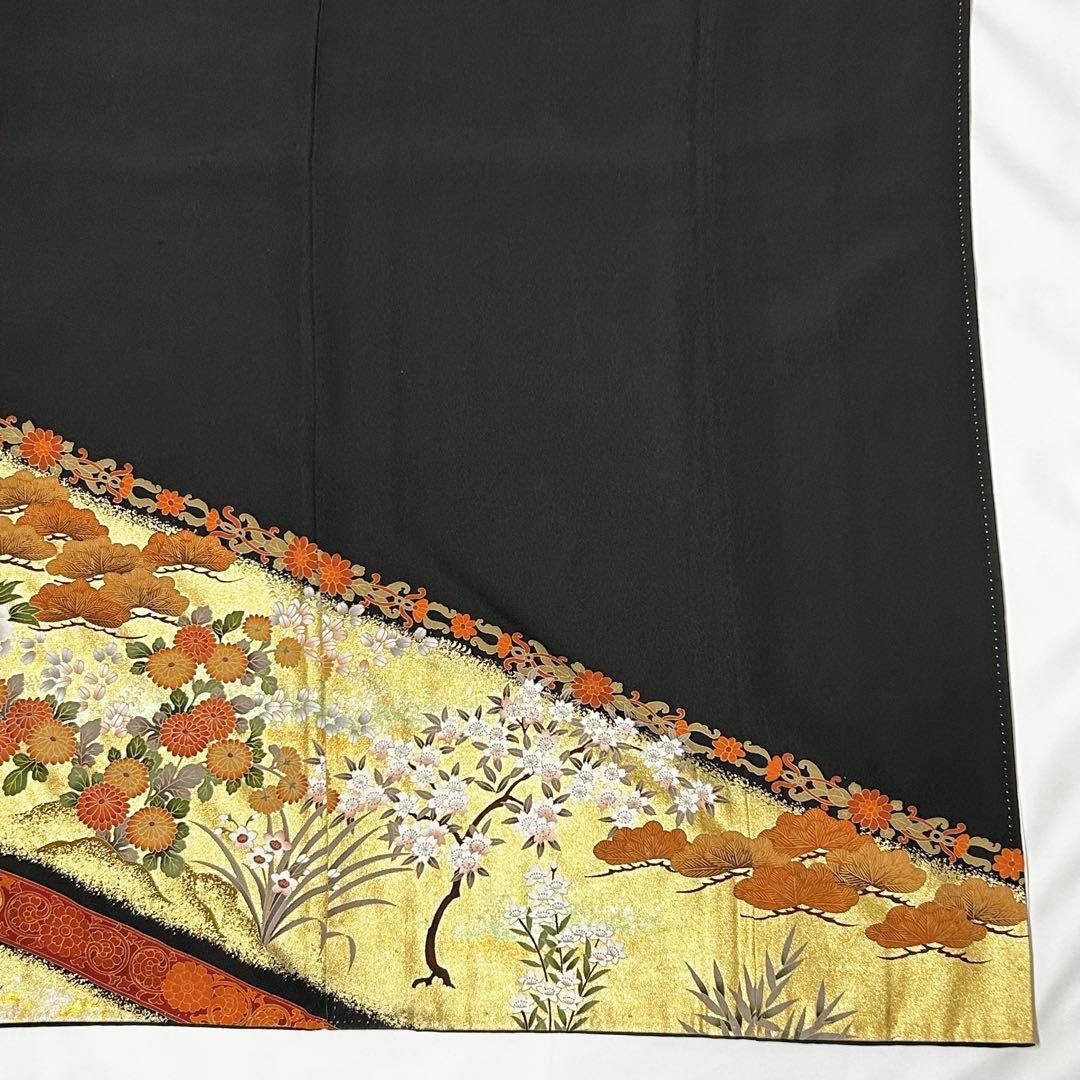 【414】友禅•金箔•刺繍(金駒刺繍)黒留袖
