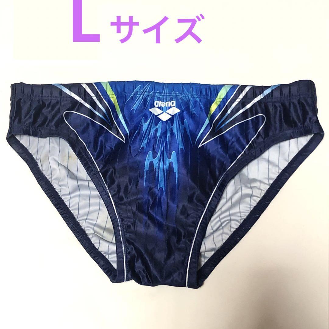 競パン 韓国 arena Lサイズ 薄地ストライプ 競泳水着  Vパン アリーナ