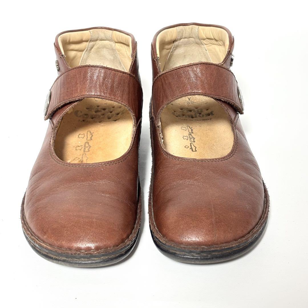 Finn Comfort ストラップ レザーシューズ 革靴 ブラウン J1617