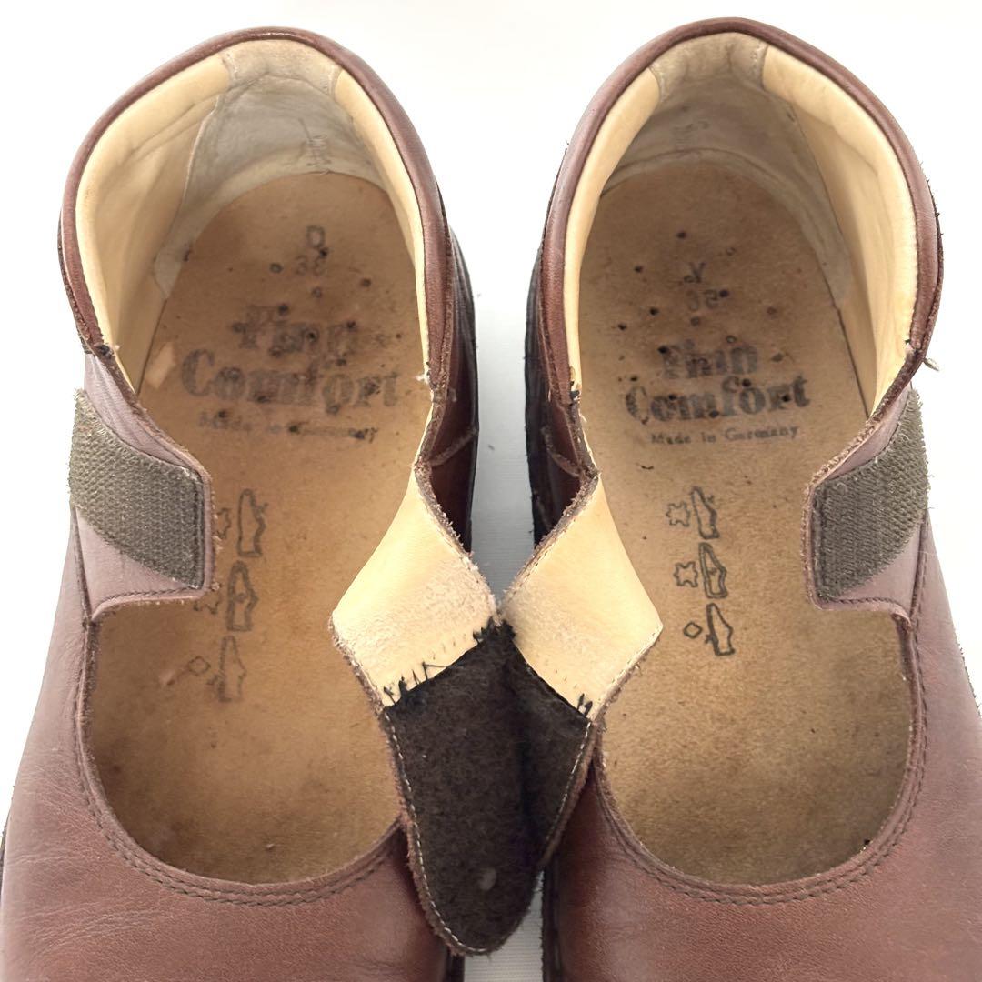 Finn Comfort ストラップ レザーシューズ 革靴 ブラウン J1617