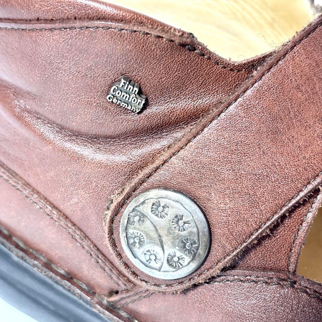 Finn Comfort ストラップ レザーシューズ 革靴 ブラウン J1617