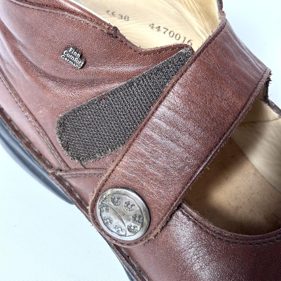 Finn Comfort ストラップ レザーシューズ 革靴 ブラウン J1617