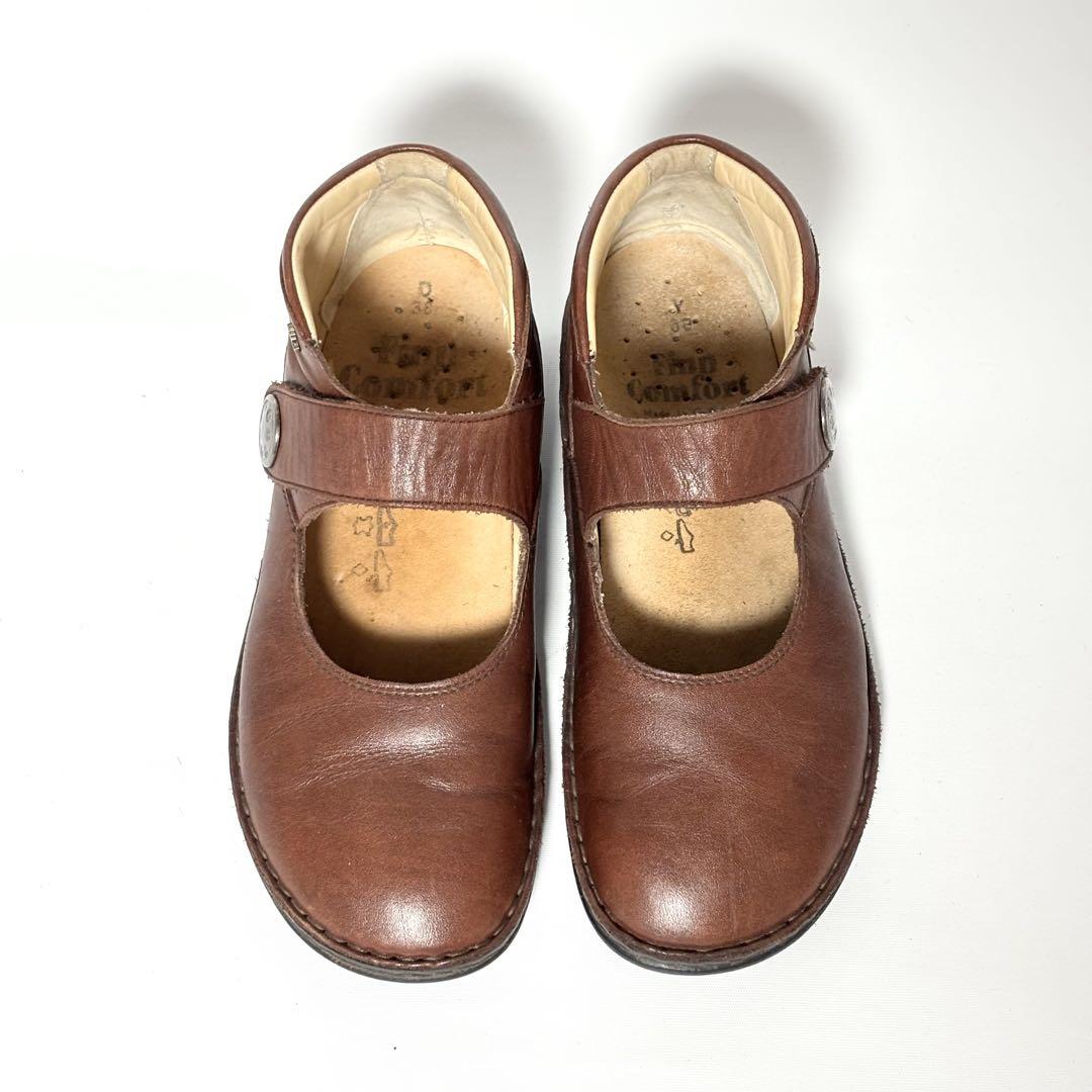 Finn Comfort ストラップ レザーシューズ 革靴 ブラウン J1617