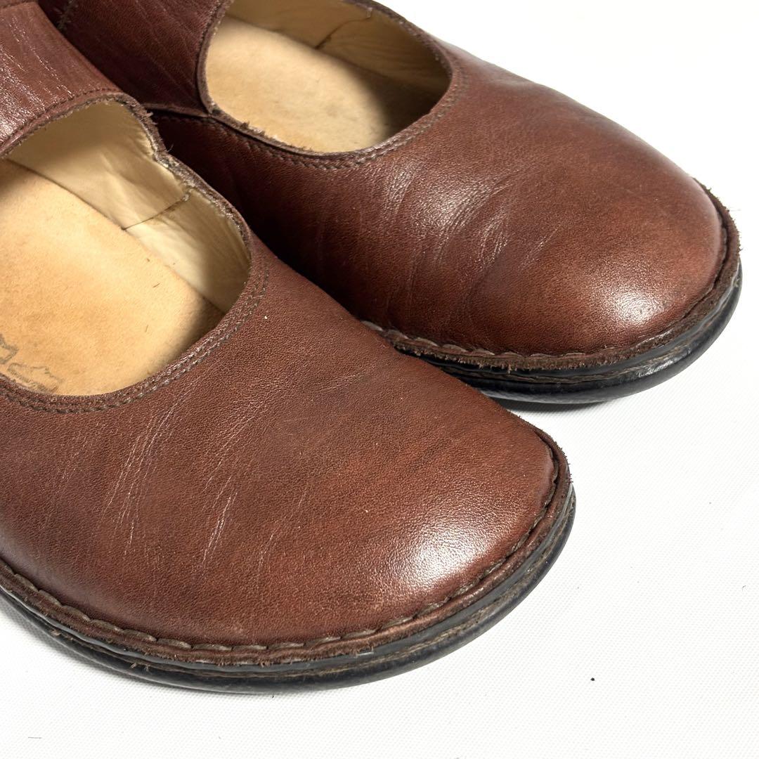 Finn Comfort ストラップ レザーシューズ 革靴 ブラウン J1617