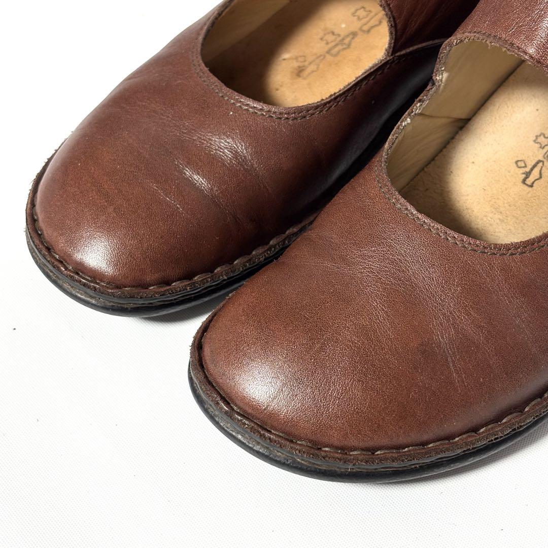 Finn Comfort ストラップ レザーシューズ 革靴 ブラウン J1617
