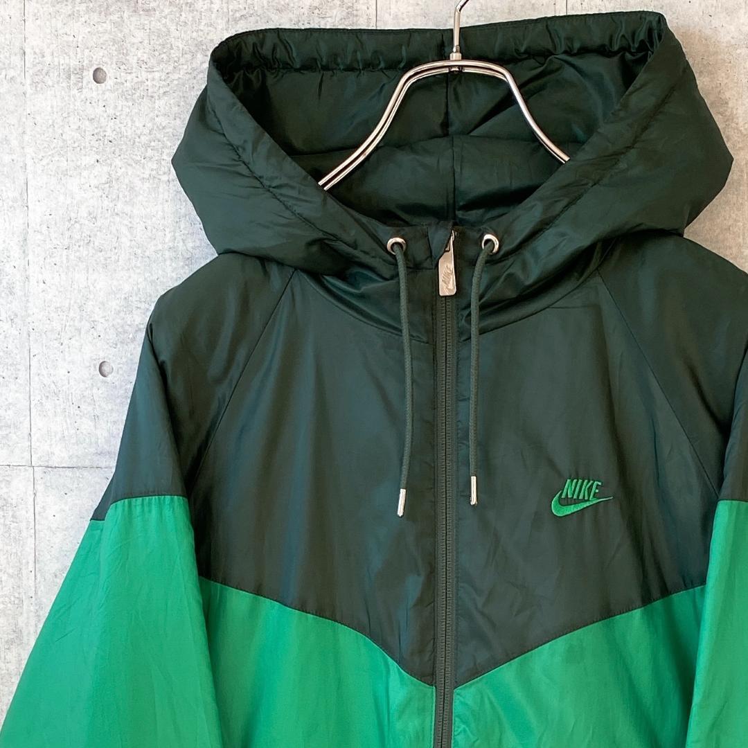 NIKE ウィンドランナー ナイロンジャケット 刺繍ロゴ グリーン 中綿 90s NIKE ウィンドランナー ナイロンジャケット 刺繍ロゴ グリーン 中綿 90s