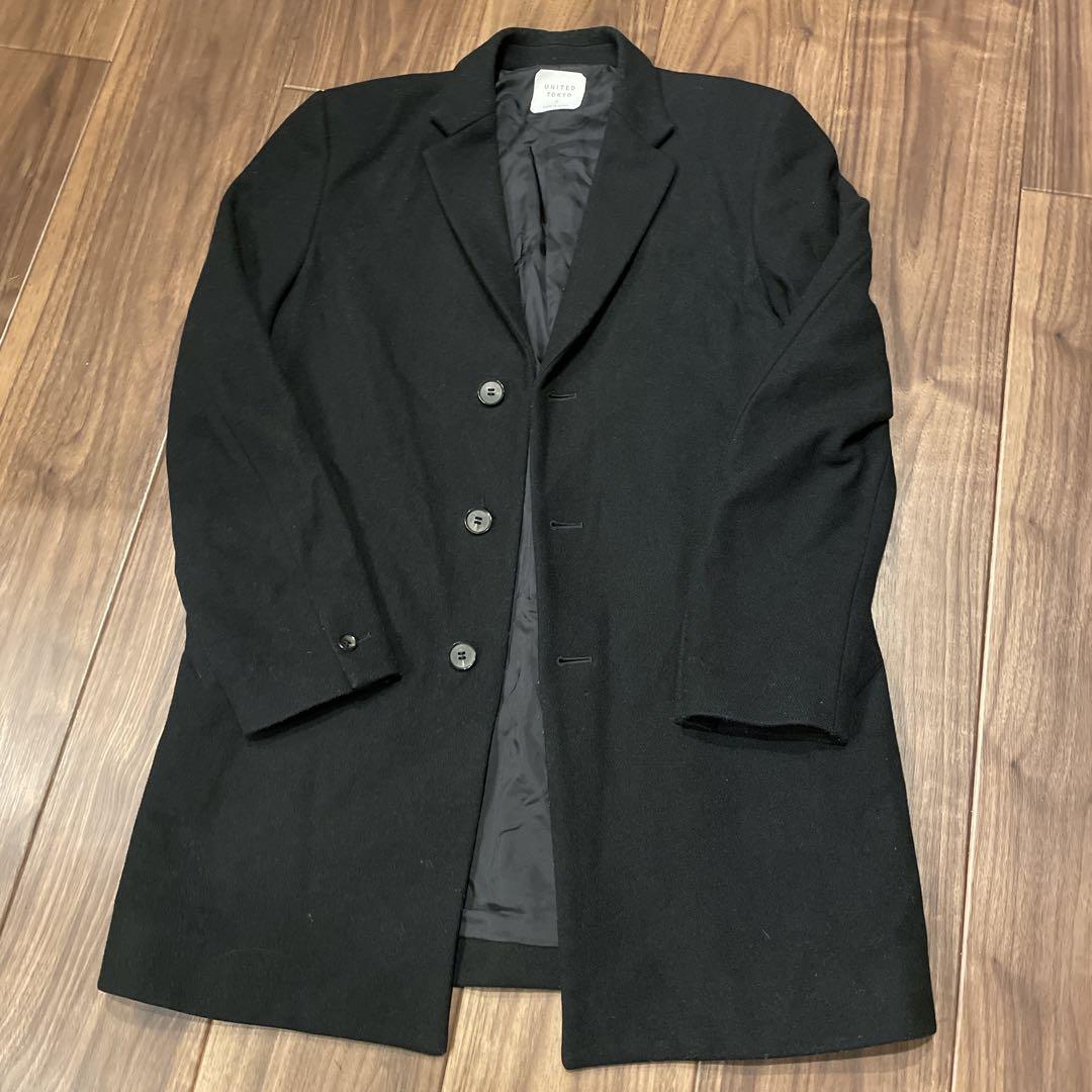 【美品】UNITED TOKYO ブラック チェスターコート サイズ2
