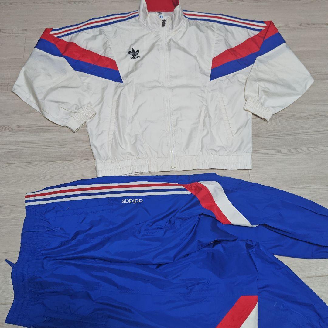 adidas ウィンドブレーカー上下　 ホワイト/ブルー/レッド トリコロール
