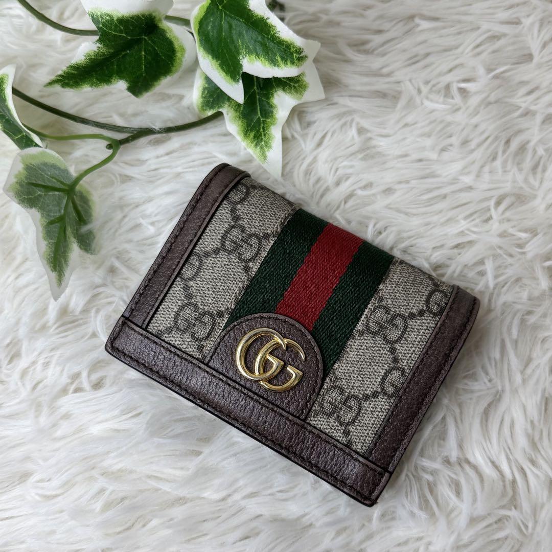 美品　GUCCI 二つ折り財布 マーモント コンパクトウォレット　シェリーライン