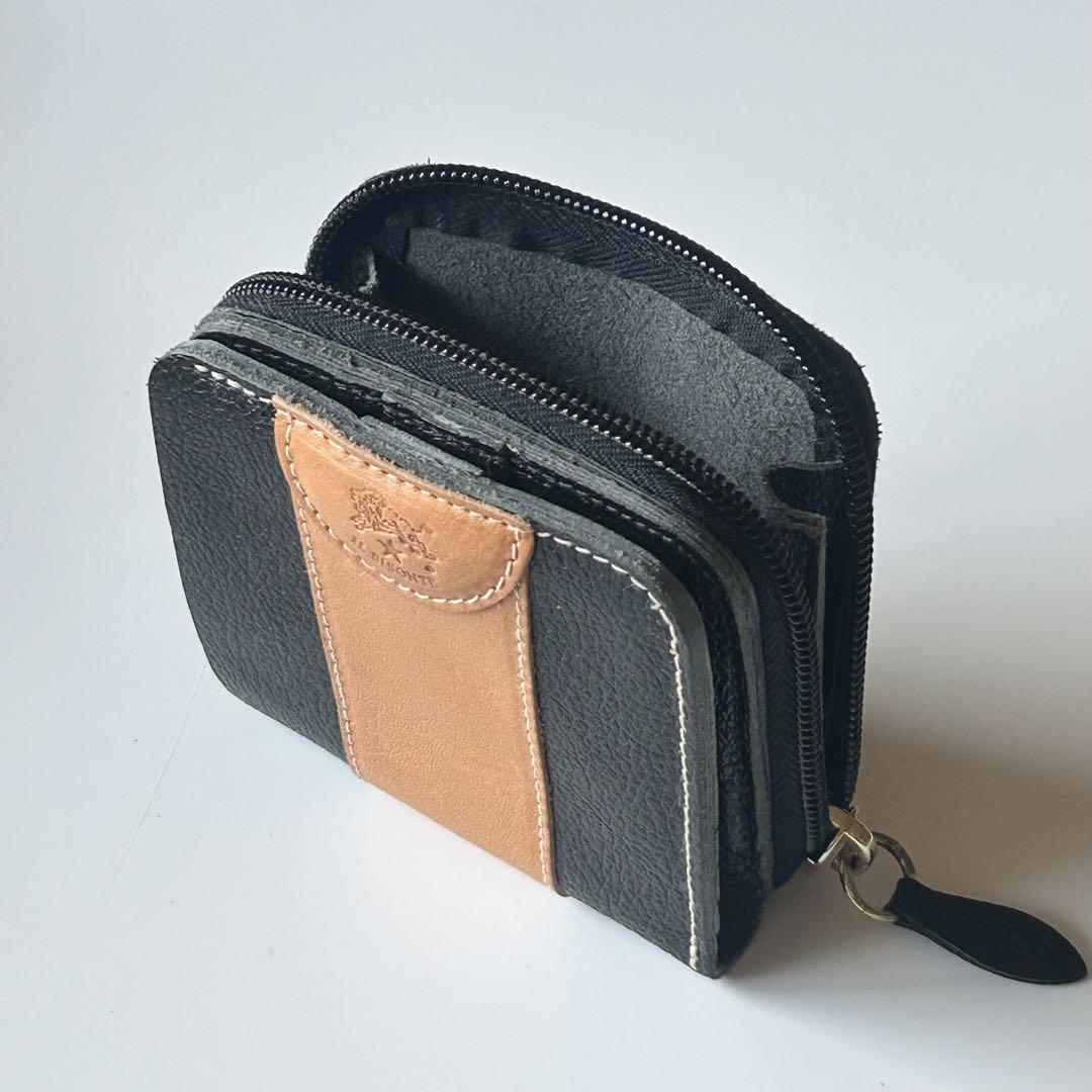 IL BISONTE イルビゾンテ 二つ折り財布 折財布 ブラック レザー