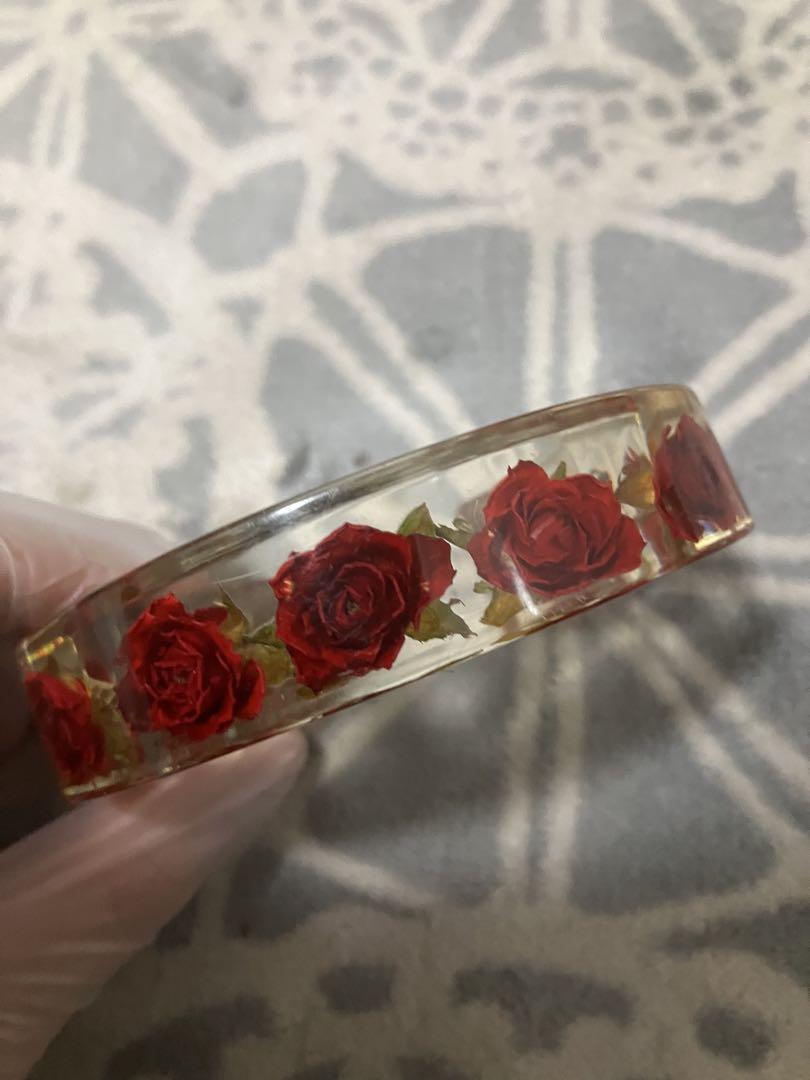 激レア　nooca 赤い薔薇　クリアー　バングル　ブレスレット