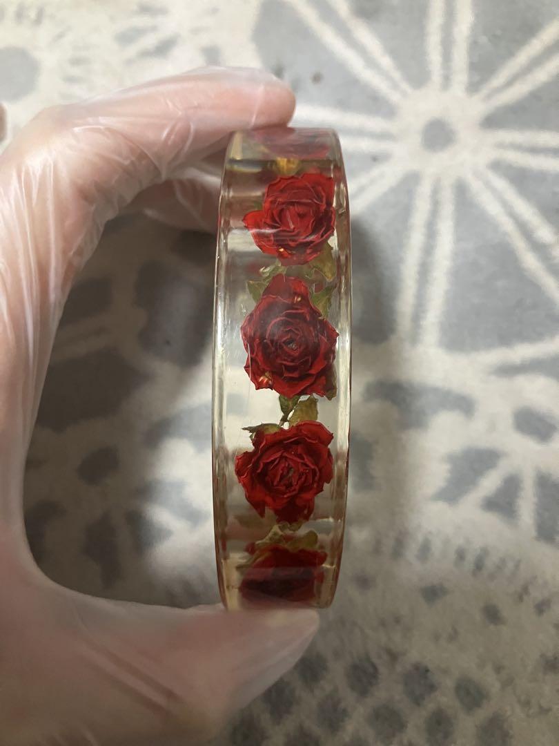 激レア　nooca 赤い薔薇　クリアー　バングル　ブレスレット