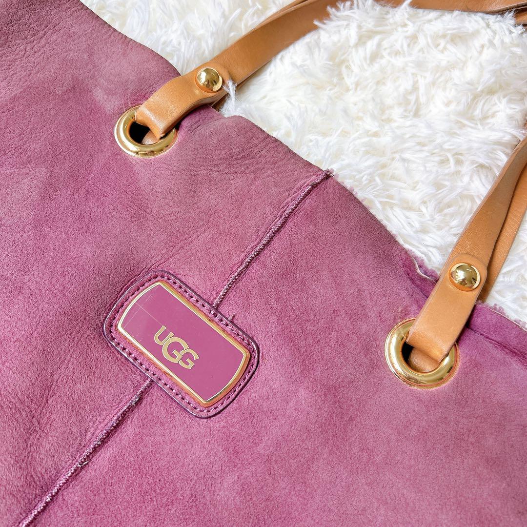 UGG アグ レザー ムートン トートバッグ パープル スエード